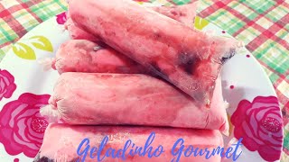 COMO FAZER GELADINHO GOURMET DE quotDANONINHOquotMORANGO Sacolé din dim flau gelinho chup chup [upl. by Juditha244]