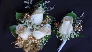 How to make corsage and boutonniere set for prom or wedding [upl. by Sherr]