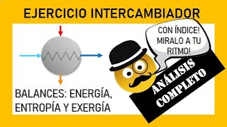 EJERCICIO INTERCAMBIADOR DE CALOR BALANCES DE ENERGÍA ENTROPÍA EXERGÍA Y RENDIMIENTO EXERGÉTICO [upl. by Harilda198]