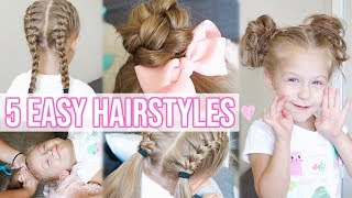 5 EASY HAIRSTYLES FOR LITTLE GIRLS  Back to School Hairstyles for Girls [upl. by Reisinger]