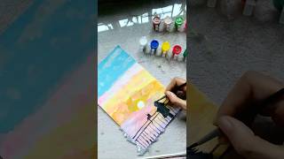 Watercolour Painting  Sunset Drawing  Cute Scenary [upl. by Schreibe]