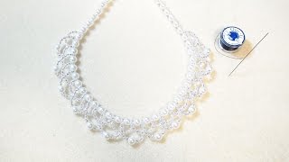 パールネックレス 編み方動画 ビーズステッチ レシピ DIY [upl. by Pammie]