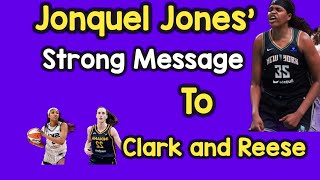 Jonquel Jones Sends Strong Message to Caitlin Clark and Angel Reese [upl. by Llednar]