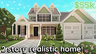 Building a Realistic Bloxburg House 2 Story Aesthetic Build Tutorial [upl. by Nnyla]