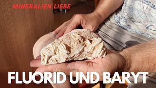 Fluorid und Baryt  Schwerspat und Flussspat Stufe aus Mineralien Sammlung 4K [upl. by Nannie]