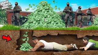 Franklin Hiding And Stealing Money Using Underground Tunnel in GTA 5 [upl. by Atiuqam587]