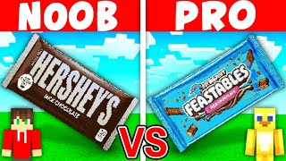 NOOB vs PRO HERSHEY vs FEASTABLES House Build Challenge in Minecraft [upl. by Enelrak]