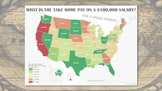 Animated Map TakeHome Pay on a 100000 Salary by State [upl. by Annaerb]