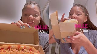 Halle Bailey Does a Vegan Hotdog Review🌭😋❤️ [upl. by Idnahc973]