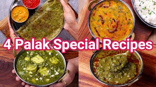 4 Surprise Way Palak Recipes  Dosa Sabji Dal amp Multipurpose Curry  4 Ways Spinach Recipes [upl. by Coward]