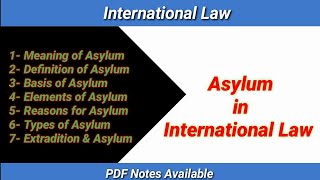 Asylum in International Law  Elements of Asylum  Types of Asylum [upl. by Aivilo]