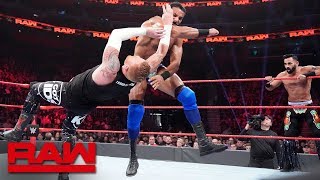 Heath Slater amp Rhyno vs Jinder Mahal amp The Singh Brothers  2on3 Handicap Match Raw Dec 31 [upl. by Paige]