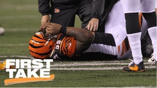 First Take reacts to JuJu SmithSchusters hit on Vontaze Burfict during MNF  First Take  ESPN [upl. by Ecinerev]