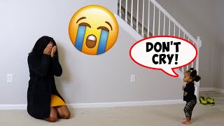 RANDOM CRYING IN FRONT OF MY 2YEAR OLD DAUGHTER PRANK CUTEST REACTION [upl. by Alwin875]