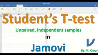 Unpaired independent or unrelated Students T test for two samples in Jamovi [upl. by Aseret789]