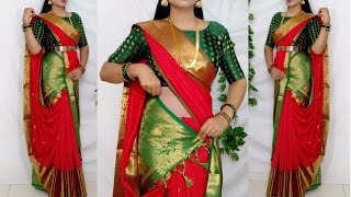 Festival saree Draping new stylessaree wearing style for party function [upl. by Eram472]