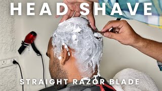 HEAD SHAVE WITH STRAIGHT RAZOR BLADE  SHAVING  Dcutz Salon [upl. by Atinra]