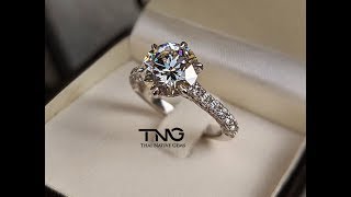 3 carats KVS1 Triple Excellent Solitaire Pavé Diamond Engagement Ring from Bangkok Thailand [upl. by Jemena]