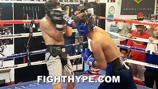 quotFEROZquot SPARRING  AMADO VARGAS BUSTS UP SPARRING PARTNER TO DELIGHT OF DAD FERNANDO VARGAS [upl. by Eittocs980]