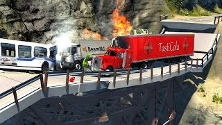 Collapsing Bridge Pileup Crashes 3  BeamNG Drive Realistic Physics [upl. by Deirdra]