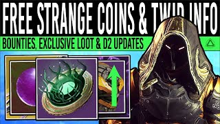 Destiny 2 FREE STRANGE COINS amp CHALLENGE UPDATE Future Fixes Exclusive Emblems Bounties amp Issues [upl. by Mariande955]