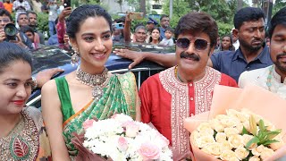 Nandamuri Balakrishna And Meenakshi Chowdhary Grand Opening vaarahi Silks  Balakrishna Dance [upl. by Niamrej]