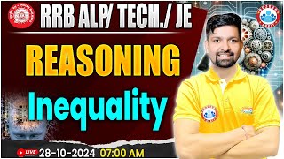 RRB ALP Technician Reasoning  RRB JE Reasoning  Inequality Reasoning Class  by Sandeep Sir [upl. by Naniac]