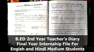 Teachers Diary Bed 2nd Year  BEd Final Year Internship File  English amp Hindi Medium Student [upl. by Anatolio]