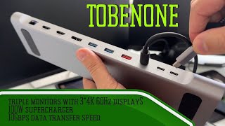 TobenONE USB C Docking Station Dual 2 4K60Hz Monitor Laptop Stand amp 16in1 [upl. by Ahtivak]