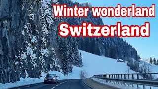 Swiss winter wonderland driving from Unteriberg to Einsiedeln [upl. by Waterer]