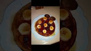 Protein pancakes 🥞 one banana blueberries two sausage patties on the side sugarfree syrup no butter [upl. by Laforge]