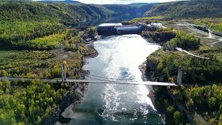 Hudsons Hope Suspension Bridge amp Peace River Dam BC Canada [upl. by Marjie53]