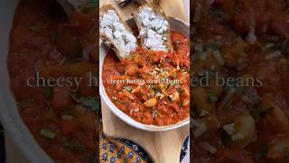 Cheesy Harissa Stewed Beans 🫘  hot for food Shorts [upl. by Laertnom]