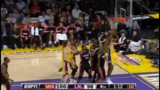 Heat 107  Lakers 108  Kobe gamewinning three over Wade  120409 [upl. by Verdha]