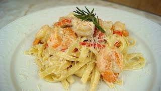 Pasta Fettuccine con Camarones y Tocino  Mi Cocina Rápida [upl. by Sesiom554]