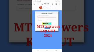 MTS answer key 2024 l mts answer key kaise check kare shots sscmts [upl. by Leuqim170]