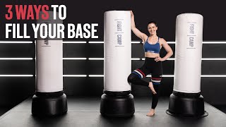 3 WAYS TO FILL YOUR FREESTANDING BOXING BAG BASE  At Home  Easy to Do [upl. by Arais]