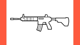 How to draw M416 RIFLE from PUBG easy  drawing HK416 pubg mobile gun step by step [upl. by Eioj369]