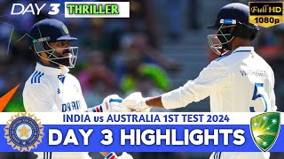 India vs Australia 1st Test Day 3 Highlights 2024  IND vs AUS 1st Test Day 3 Highlights 2024 [upl. by Eiramana]