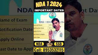 NDA 1 2024 Important Dates  NDA Notification  Exam Date  NDA 2024 Application Form NDA UPSC [upl. by Ielak]