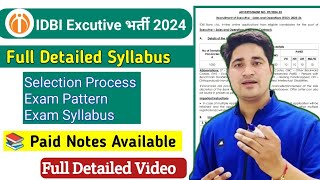 IDBI Bank Recruitment 2024 Syllabus  IDBI Bank Executive Syllabus 2024  IDBI Executive [upl. by Woodcock]