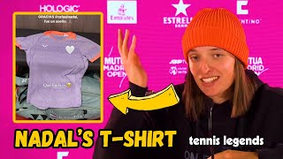 Iga Swiatek quotI will ask Nadal for Tshirt HAHAHAquot  Madrid 2024 [upl. by Aicitan]