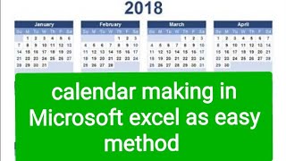 calendar 2018 making in Microsoft excel [upl. by Nigem738]