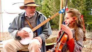 BEST CIVIL WAR FIDDLER BANJO PLAYER DUO  Come Back Katy by Jed Marum with Tiny Fiddler Samantha [upl. by Annunciata]