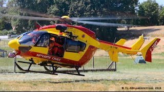 Sécurité Civile Eurocopter EC145 Medical Evacuation at Vichy airport [upl. by Bautram]