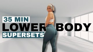 35 MIN LIFTED Lower Body Workout  Superset Dumbbell Leg Day [upl. by Euqinamod]