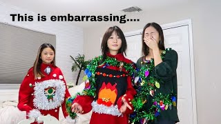 DIY UGLY CHRISTMAS SWEATERS AND WEARING IT OUT IN PUBLIC so embarrassing [upl. by Ashraf]