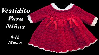 Como tejer Vestido para niñas en gancho o a crochet fácil y rápido 912 meses Crochet for Baby 160 [upl. by Mercado541]