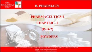 BPHARM 1st YEAR PHARMACEUTICSI UNIT2 POWDERS PARTII BYPROF DR AKHIL SHARMA [upl. by Adiol]