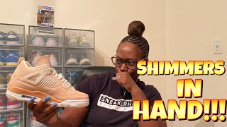 Jordan 4 SHIMMER review in hands  on foot quotEARLY LOOKquot [upl. by Anerbas]